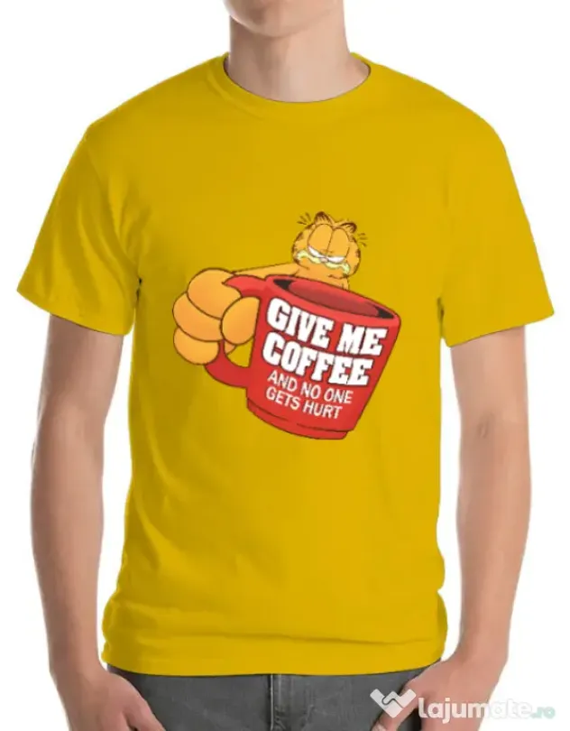 Tricou ADLER barbat Give me coffee Galben