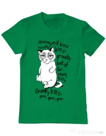 Tricou ADLER barbat Grumpy kitty Verde mediu