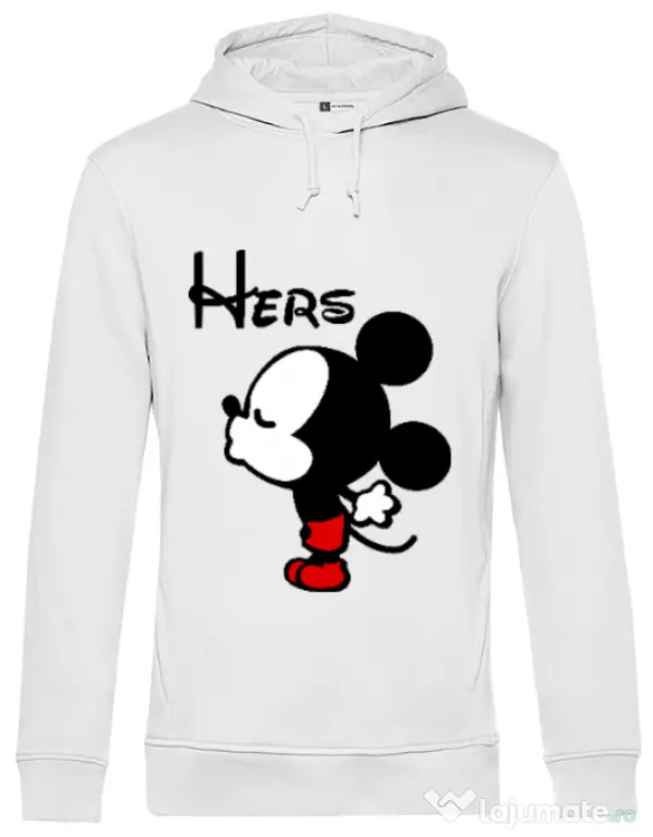 Hoodie barbat cu gluga Hers Mickey Alb