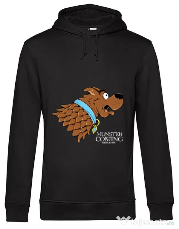 Hoodie barbat cu gluga Monster is coming Negru