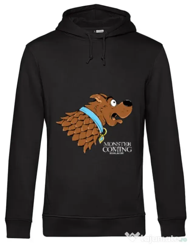 Hoodie barbat cu gluga Monster is coming Negru