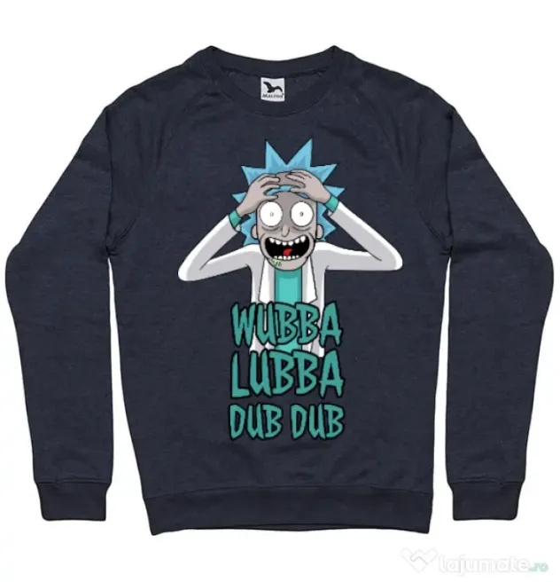 Bluza ADLER barbat Wubba Lubba Dub Dub Denim inchis
