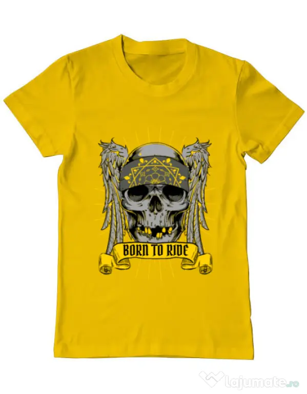 Tricou ADLER barbat Born to ride Galben