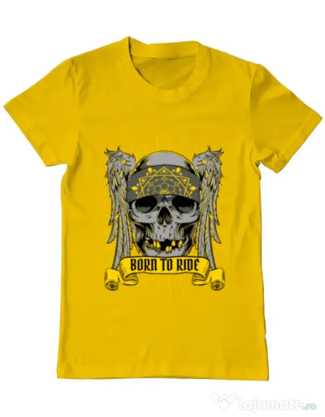 Tricou ADLER barbat Born to ride Galben