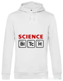 Hoodie barbat cu gluga Science Bitch Alb