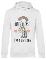 Hoodie barbat cu gluga Bitch Please Alb