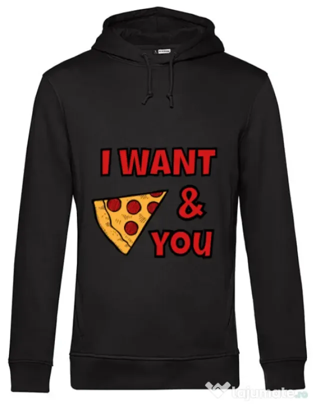 Hoodie barbat cu gluga I want you Negru