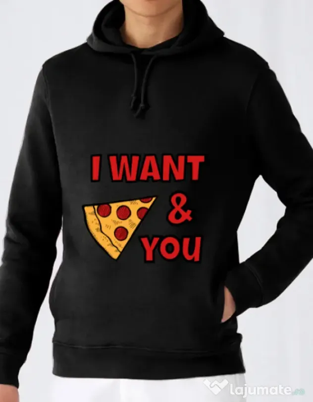 Hoodie barbat cu gluga I want you Negru