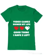 Tricou ADLER barbat Video games ruined my life Verde mediu