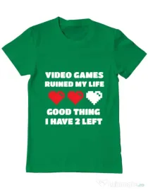 Tricou ADLER barbat Video games ruined my life Verde mediu