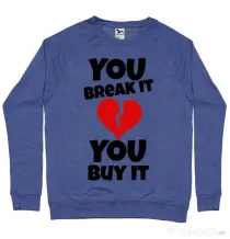 Bluza ADLER barbat You break it , you buy it Albastru melanj