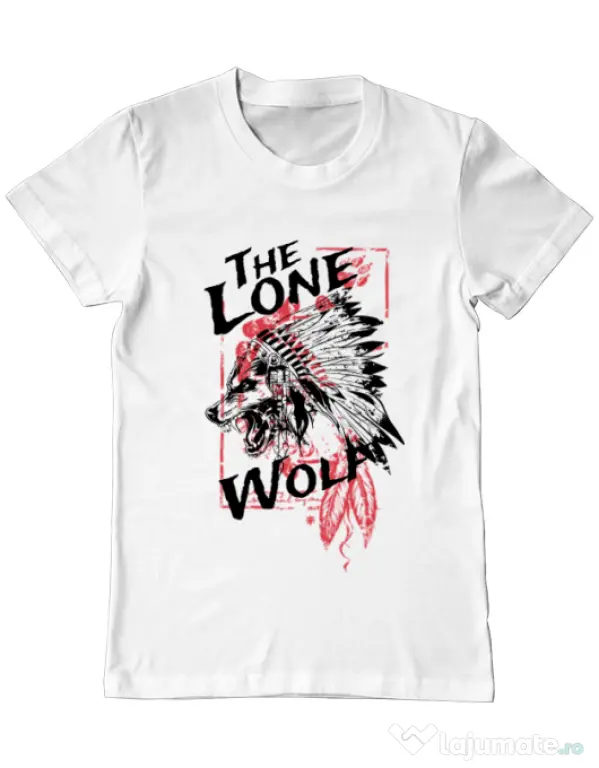 Tricou ADLER barbat The lone wolf Alb