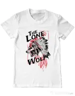 Tricou ADLER barbat The lone wolf Alb
