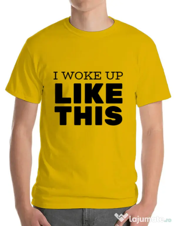 Tricou ADLER barbat I woke up like this Galben