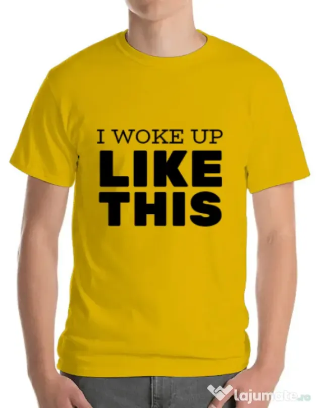 Tricou ADLER barbat I woke up like this Galben