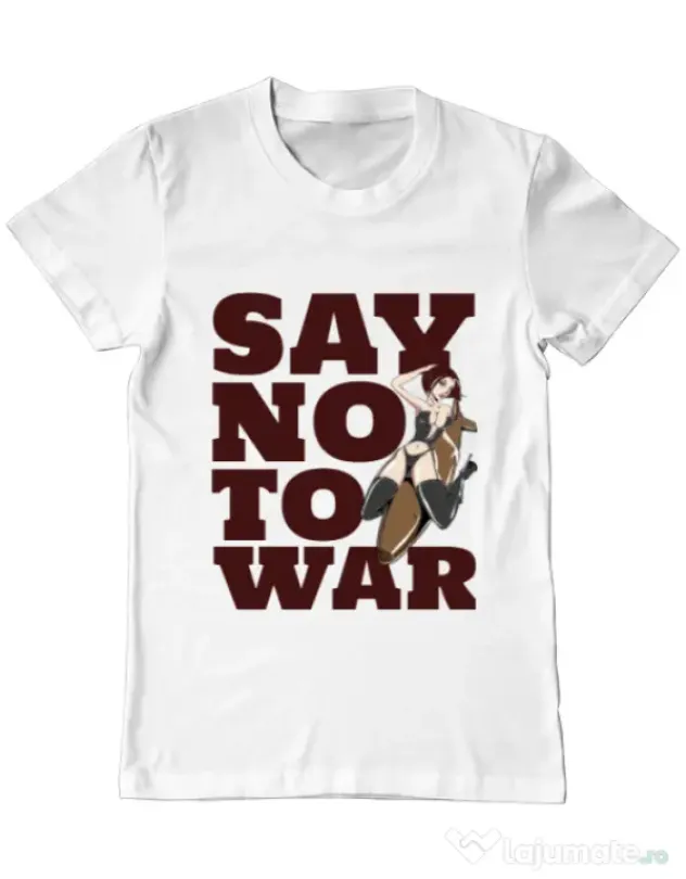 Tricou ADLER barbat Say no to war Alb