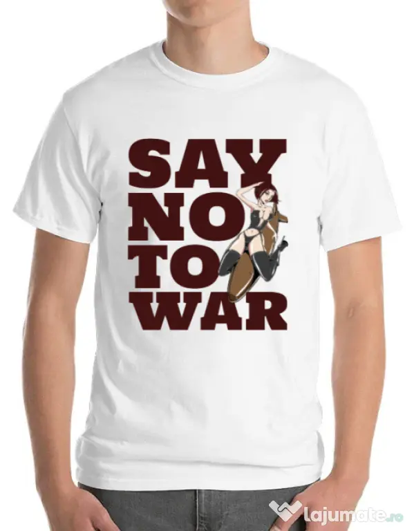 Tricou ADLER barbat Say no to war Alb