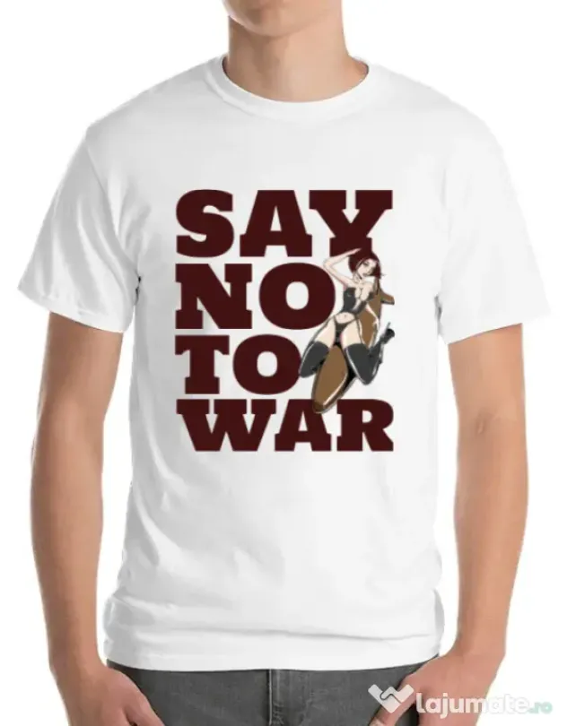 Tricou ADLER barbat Say no to war Alb