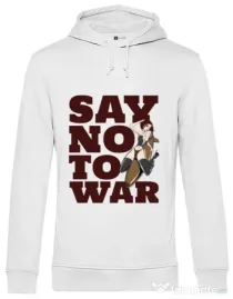 Hoodie barbat cu gluga Say no to war Alb