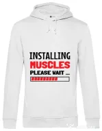 Hoodie barbat cu gluga Installing Muscles Alb