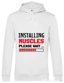 Hoodie barbat cu gluga Installing Muscles Alb