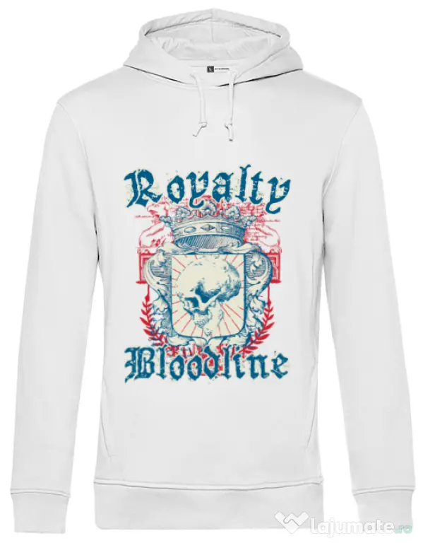 Hoodie barbat cu gluga Royalty bloodline Alb