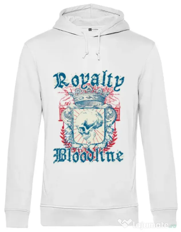 Hoodie barbat cu gluga Royalty bloodline Alb
