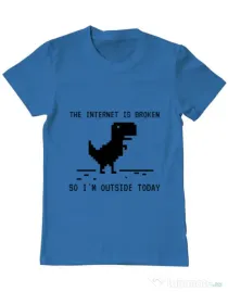 Tricou ADLER barbat The internet is broken Albastru azuriu