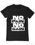 Tricou ADLER barbat No pain, no gain Negru