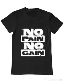 Tricou ADLER barbat No pain, no gain Negru