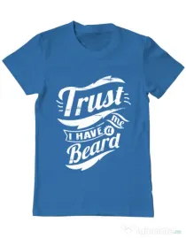 Tricou ADLER barbat Trust me, I have a beard Albastru azuriu