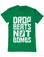 Tricou ADLER barbat Drop beats, not bombs Verde mediu