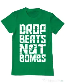 Tricou ADLER barbat Drop beats, not bombs Verde mediu
