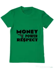 Tricou ADLER barbat Money, power,respect Verde mediu
