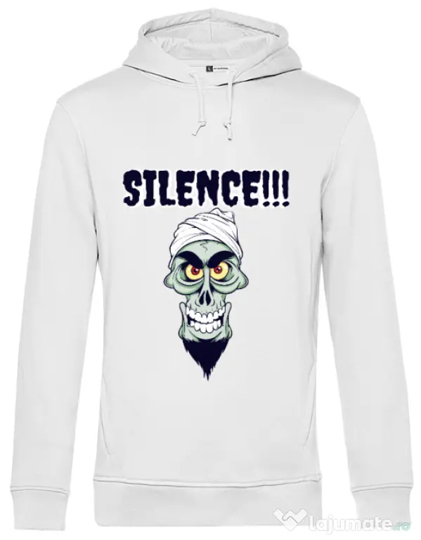 Hoodie barbat cu gluga Silence Alb