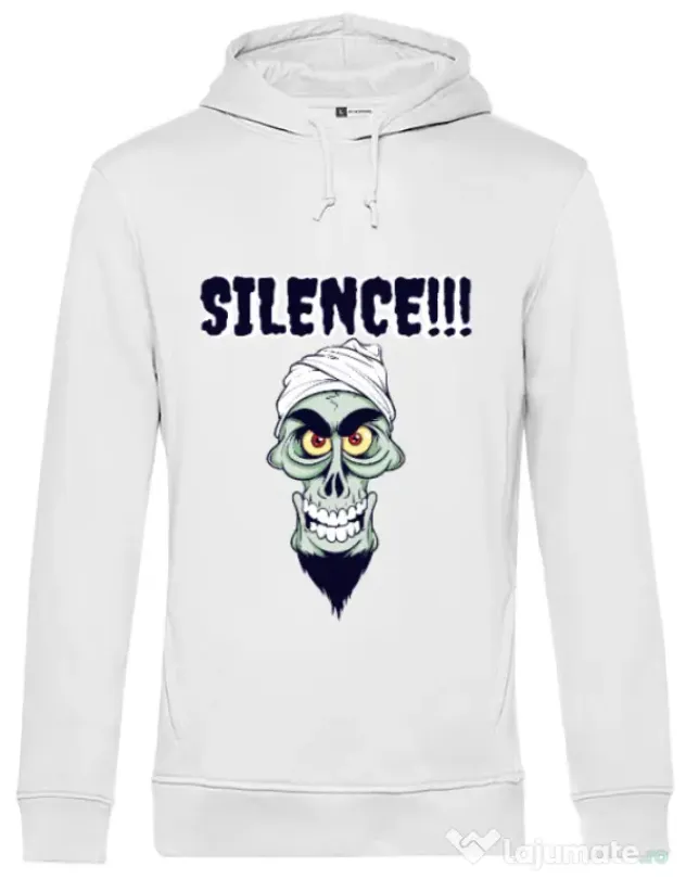 Hoodie barbat cu gluga Silence Alb