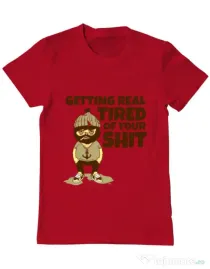Tricou ADLER barbat Tired of your shit Rosu