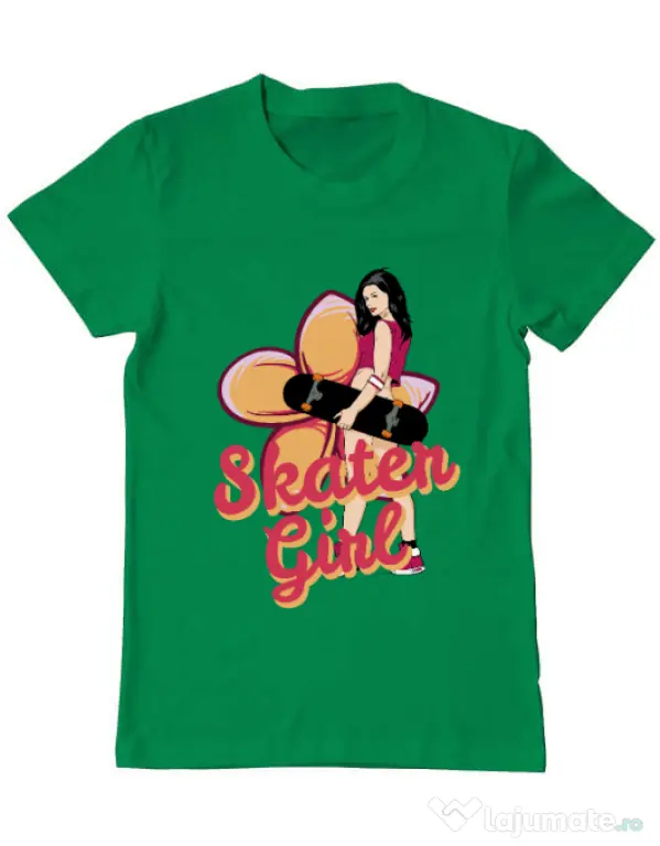Tricou ADLER barbat Skater Girl Verde mediu