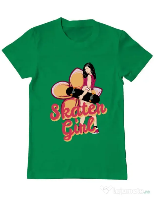 Tricou ADLER barbat Skater Girl Verde mediu