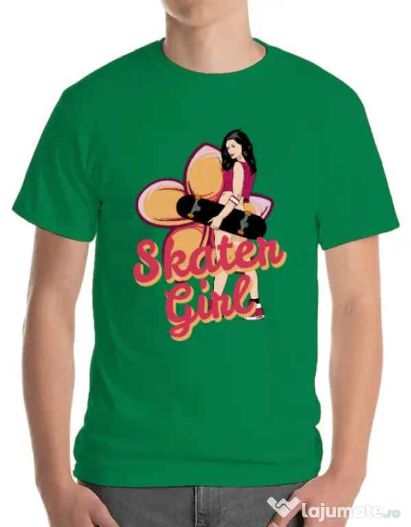 Tricou ADLER barbat Skater Girl Verde mediu