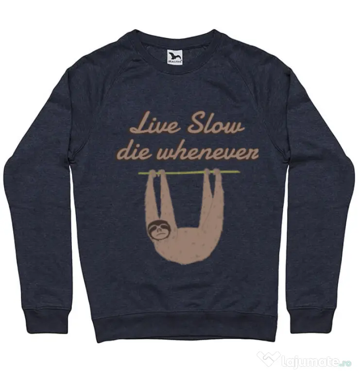 Bluza ADLER barbat Live slow, die whenever Denim inchis