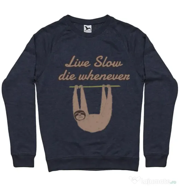 Bluza ADLER barbat Live slow, die whenever Denim inchis