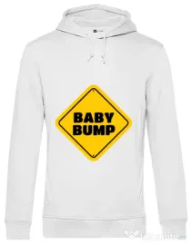 Hoodie barbat cu gluga Baby bump Alb