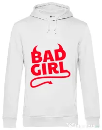 Hoodie barbat cu gluga Bad girl Alb