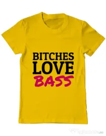 Tricou ADLER barbat Bitches love bass Galben