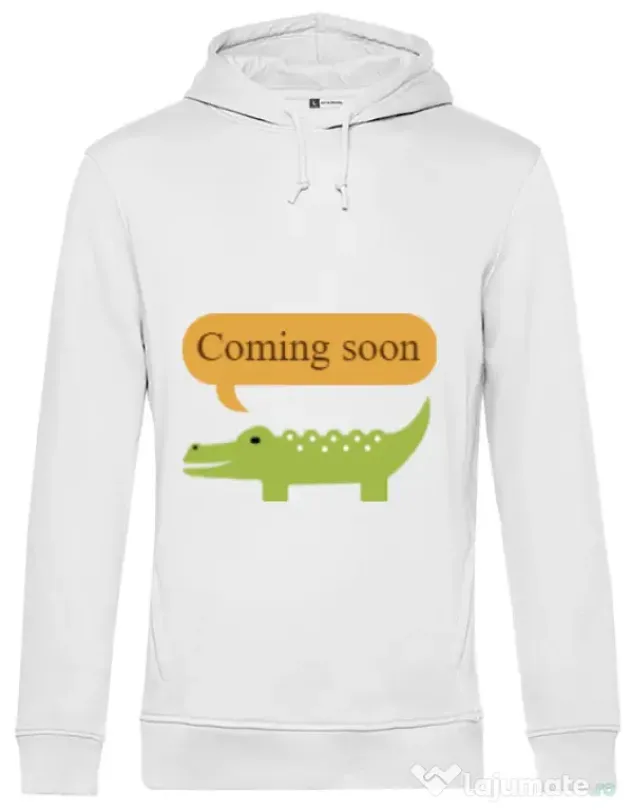 Hoodie barbat cu gluga Coming soon Alb