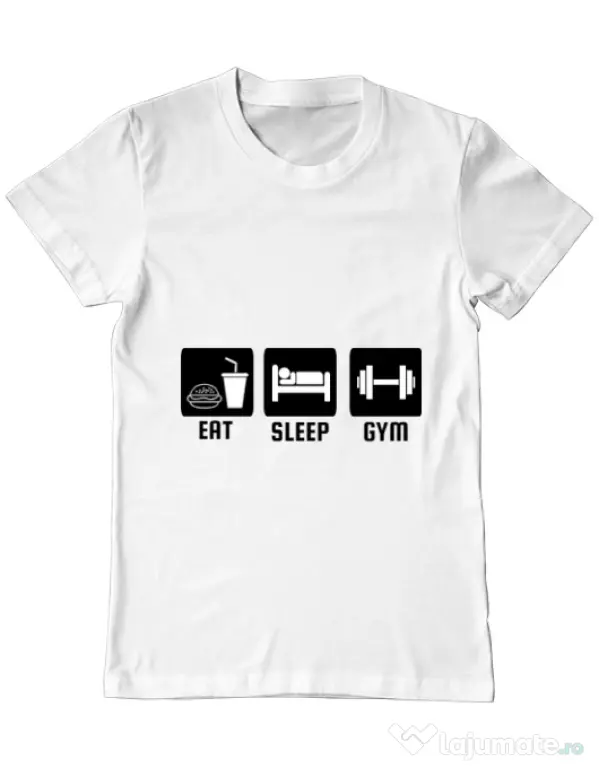Tricou ADLER barbat Eat sleep gym Alb