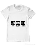 Tricou ADLER barbat Eat sleep gym Alb