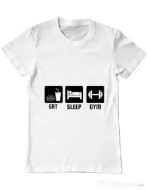 Tricou ADLER barbat Eat sleep gym Alb