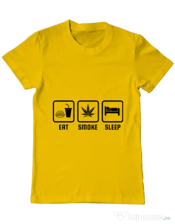 Tricou ADLER barbat Eat smoke sleep Galben